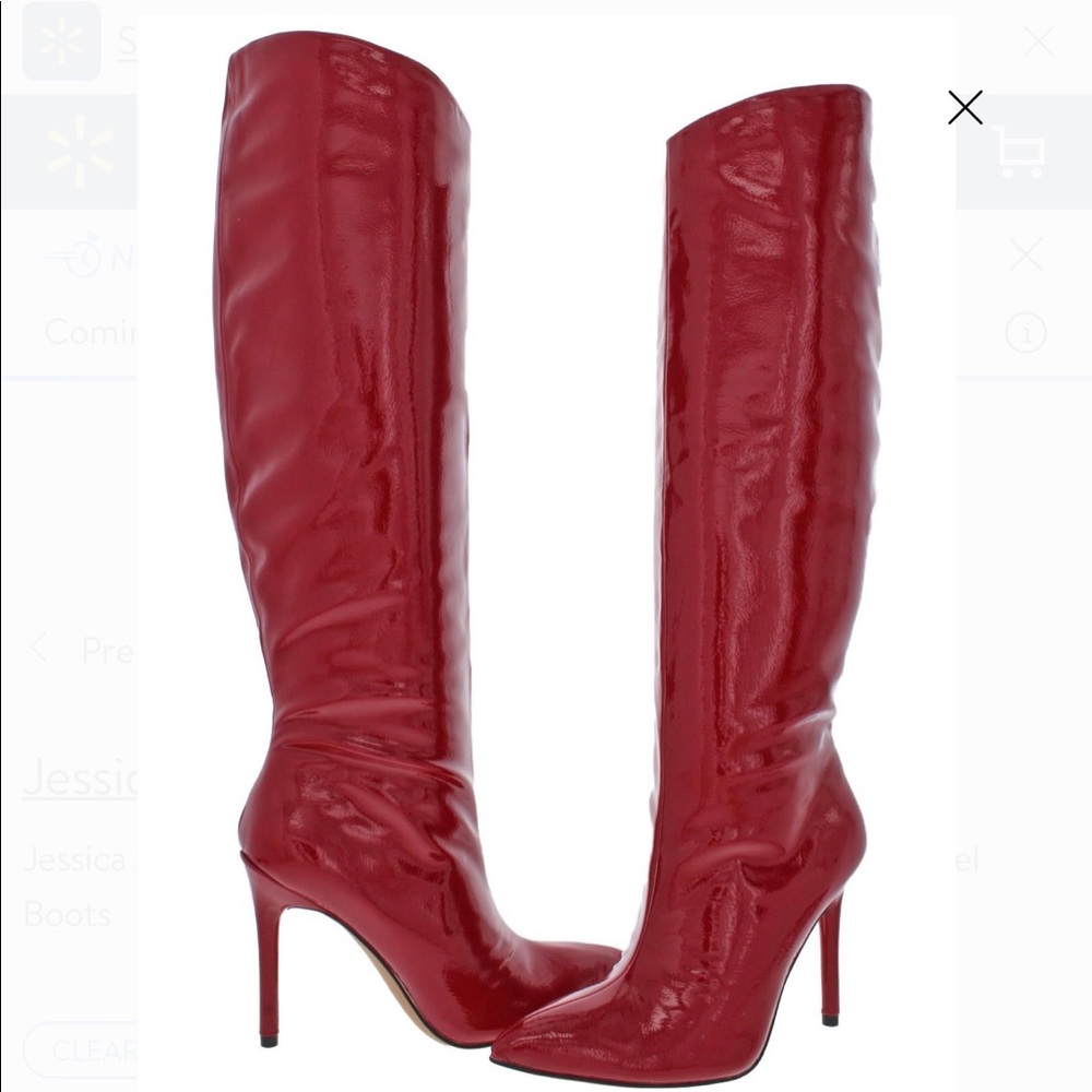 Jessica Simpson red pull on boots new